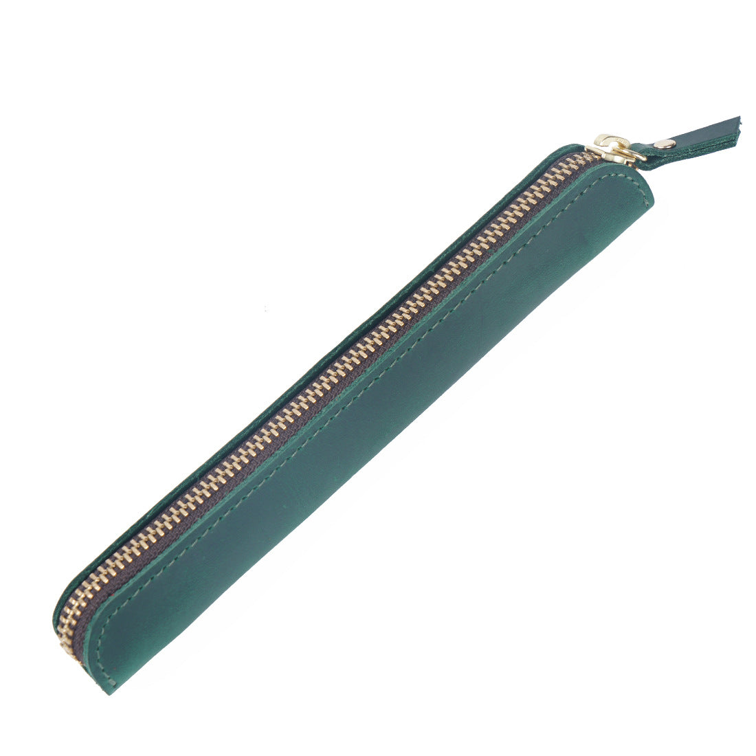 Wholesale Retro Simple Cowhide Zipper Mini Pencil Case